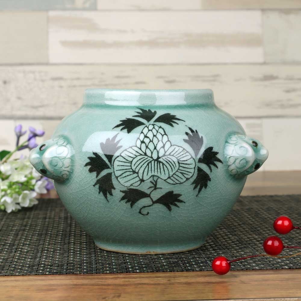 楽天市場】高麗青磁 韓国 直輸入/ 高麗青磁 手付壺 天上花 （大） /訳