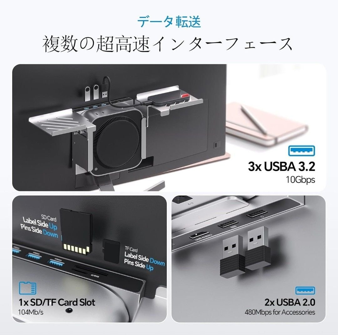 USB C ハブ ドッキングステーション VESAマウント対応 Mac Mini M4