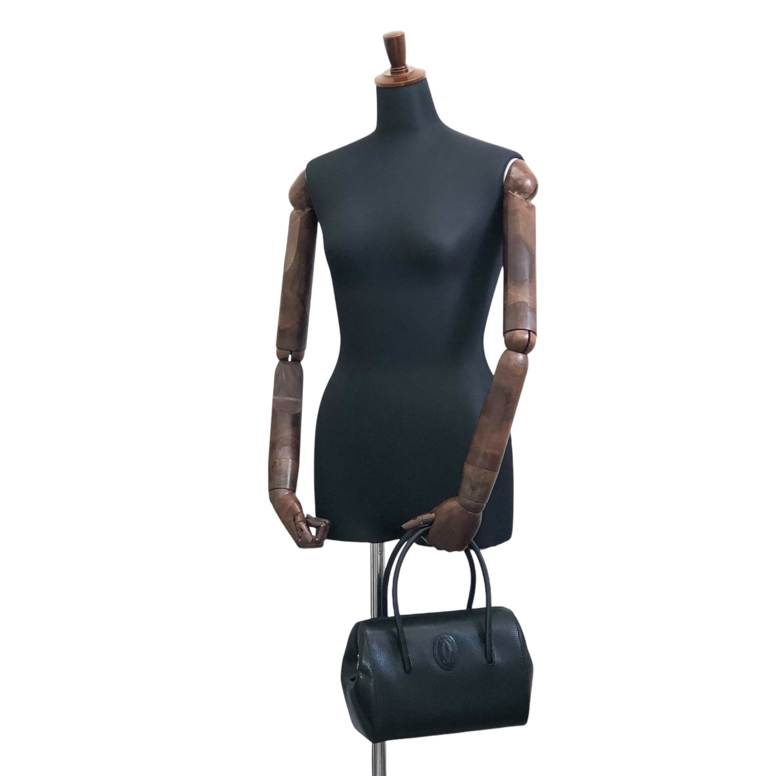 Cartier カルティエ マストライン ハンドバッグ ブラック ロゴ レザー