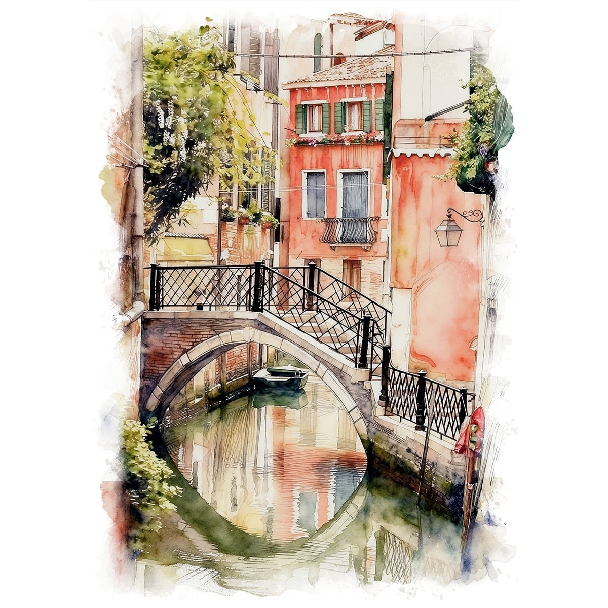 絵画 イタリア 風景画(街並み) ヴェネツィアの運河 インテリアアート額