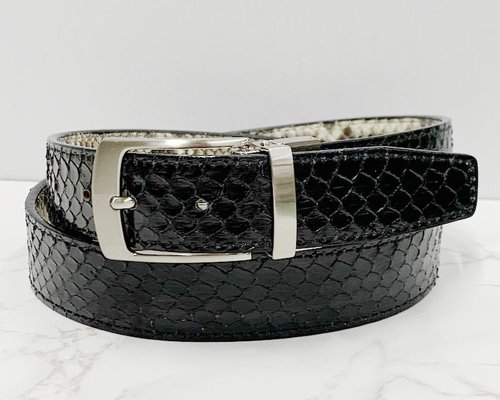 日本製 パイソン 33㎜巾 上質 リバーシブルベルト ダイヤモンド
