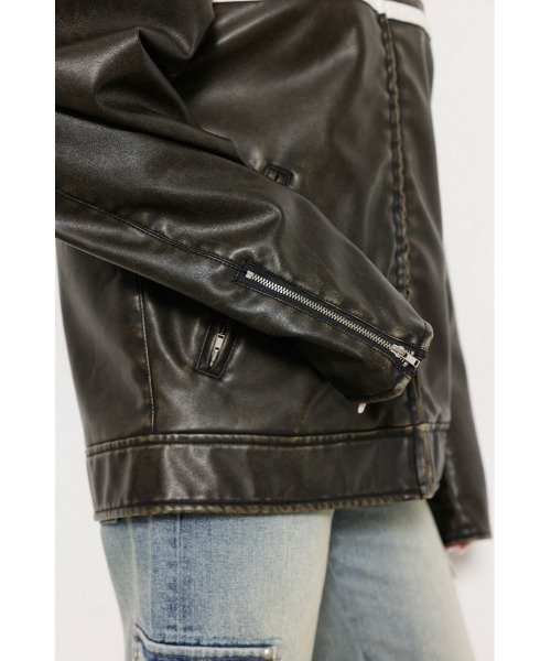 フェイクレザー LINE ジャケット（その他アウター）｜LAGUA GEM