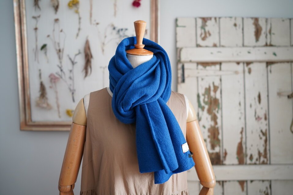○新色ブルー○ 100％ピュアカシミアのマフラー プレミアムタッチ^^ 吊