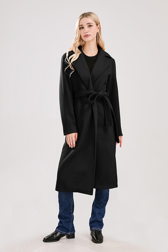 Amazon.com: utcoco Womens Long Wool Pea Coats Notched Collar Open