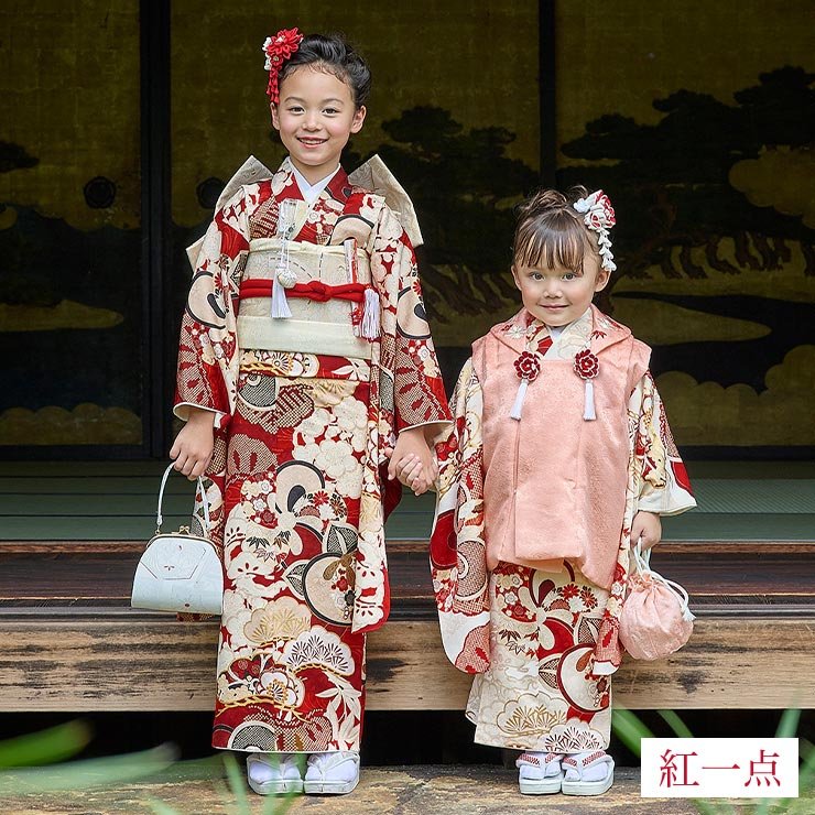 正絹 七五三 7歳 着物セット 女の子 赤色 SP43 販売 フルセット 753