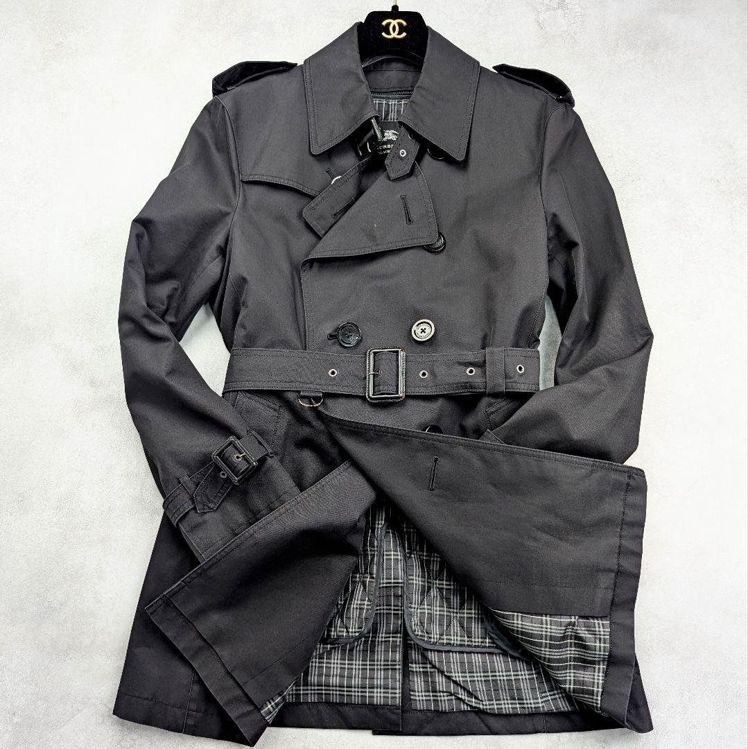 バーバリーブラックレーベル トレンチコート チェックライナー付き ブラック M 中古・古着通販】BURBERRY BLACK LABEL (バーバリーブラックレーベル